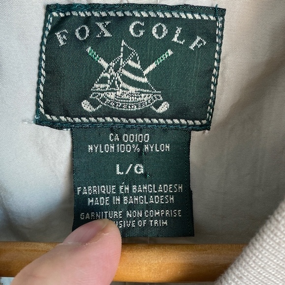 FOX GOLF Vintage Men's Cream/Beige Pullover Nylon Windbreaker Jacket‎ Size Large - Picture 2 of 14